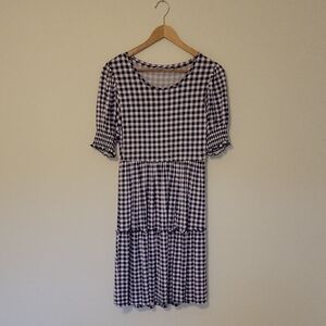 Draper James Gingham Midi Dress in Black and White